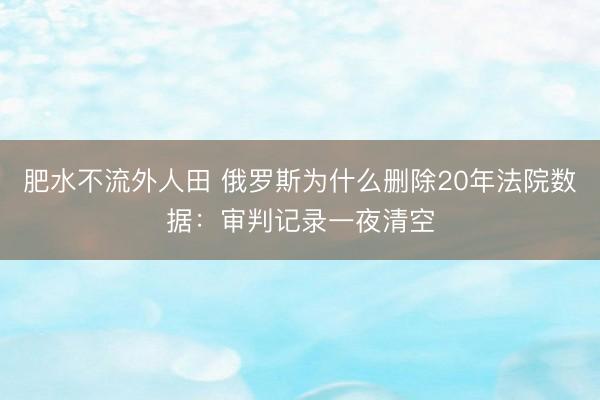 肥水不流外人田 俄罗斯为什么删除20年法院数据：审判记录一夜清空