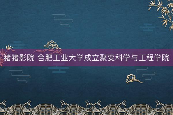 猪猪影院 合肥工业大学成立聚变科学与工程学院