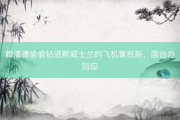 赖清德偷偷钻进斯威士兰的飞机窜抵斯，国台办回应