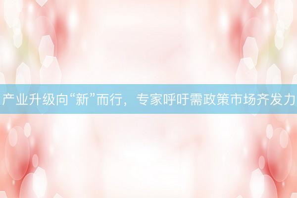 产业升级向“新”而行，专家呼吁需政策市场齐发力