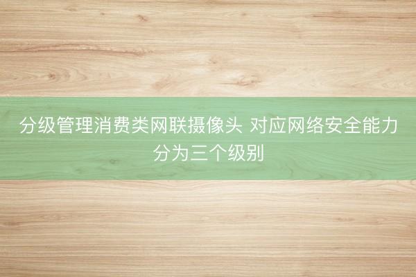 分级管理消费类网联摄像头 对应网络安全能力分为三个级别