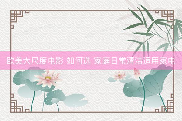 欧美大尺度电影 如何选 家庭日常清洁适用家电