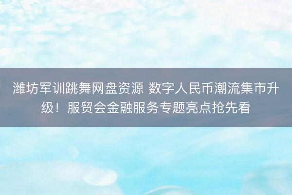 潍坊军训跳舞网盘资源 数字人民币潮流集市升级！服贸会金融服务专题亮点抢先看