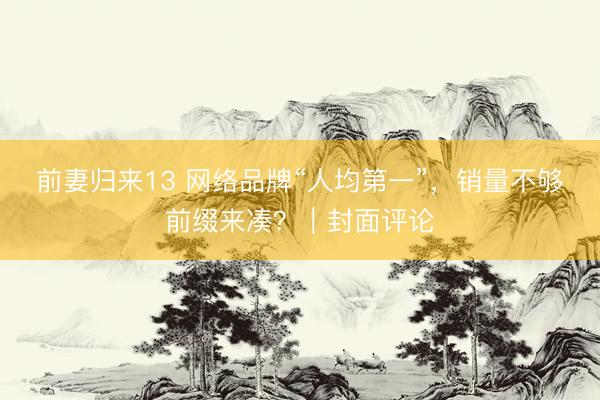 前妻归来13 网络品牌“人均第一”,销量不够前缀来凑?|封面评论