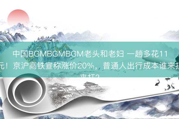 中国BGMBGMBGM老头和老妇 一趟多花115元！京沪高铁宣称涨价20%，普通人出行成本谁来扛？