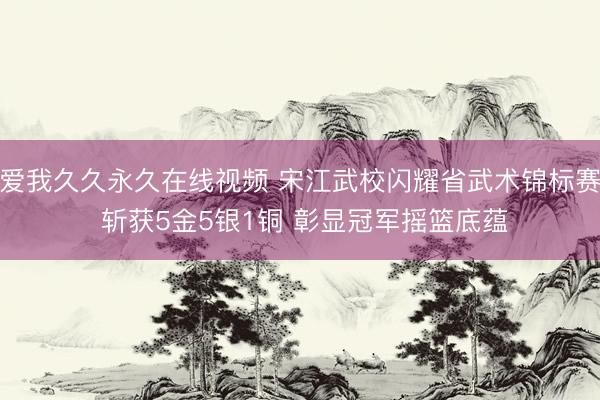 爱我久久永久在线视频 宋江武校闪耀省武术锦标赛 斩获5金5银1铜 彰显冠军摇篮底蕴