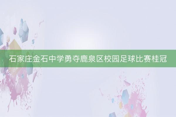 石家庄金石中学勇夺鹿泉区校园足球比赛桂冠