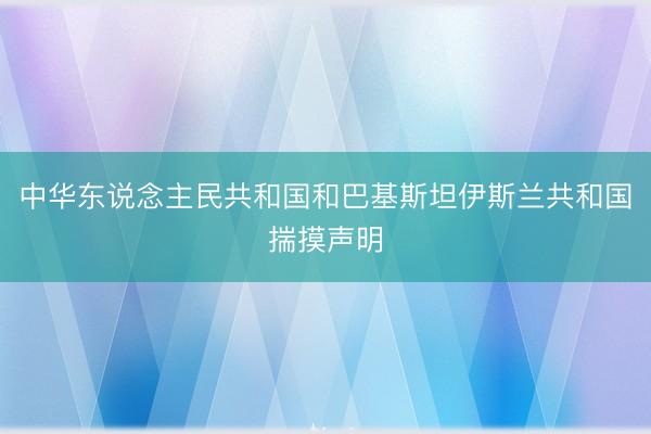 中华东说念主民共和国和巴基斯坦伊斯兰共和国揣摸声明