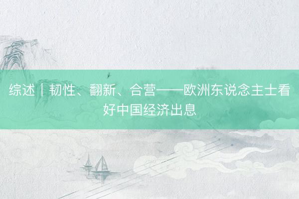 综述｜韧性、翻新、合营——欧洲东说念主士看好中国经济出息