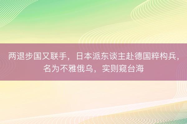 两退步国又联手，日本派东谈主赴德国粹构兵，名为不雅俄乌，实则窥台海