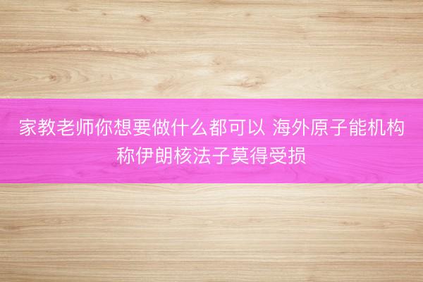 家教老师你想要做什么都可以 海外原子能机构称伊朗核法子莫得受损