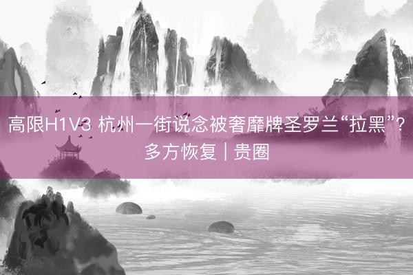 高限H1V3 杭州一街说念被奢靡牌圣罗兰“拉黑”？多方恢复 | 贵圈