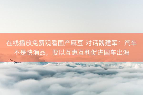在线播放免费观看国产麻豆 对话魏建军：汽车不是快消品，要以互惠互利促进国车出海