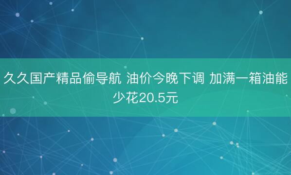 久久国产精品偷导航 油价今晚下调 加满一箱油能少花20.5元