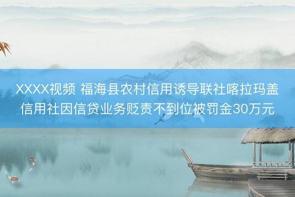 XXXX视频 福海县农村信用诱导联社喀拉玛盖信用社因信贷业务贬责不到位被罚金30万元