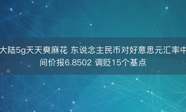 大陆5g天天奭麻花 东说念主民币对好意思元汇率中间价报6.8502 调贬15个基点
