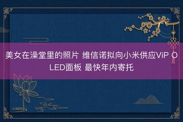 美女在澡堂里的照片 维信诺拟向小米供应ViP OLED面板 最快年内寄托