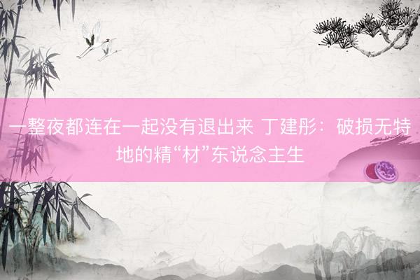 一整夜都连在一起没有退出来 丁建彤:破损无特地的精“材”东说念主生