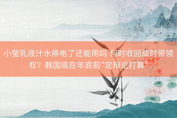 小莹乳液汁水停电了还能用吗 何时收回战时带领权？韩国或在年底前“定辩论打算”
