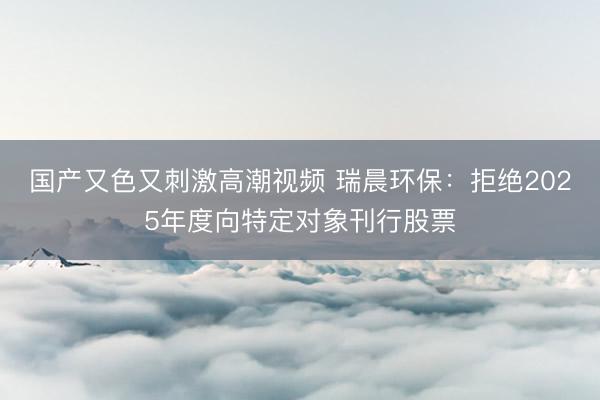 国产又色又刺激高潮视频 瑞晨环保：拒绝2025年度向特定对象刊行股票