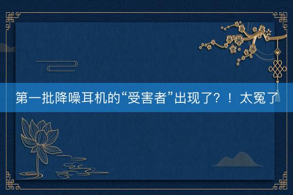 第一批降噪耳机的“受害者”出现了？！太冤了